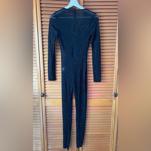 (New with tags) Rhinestone V-neck Jumpsuit - Black - Picture 8 of 9